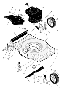 Mower Housing Assembly Diagram and Parts List for 22107E 2004 Briggs and Stratton Lawn Mower